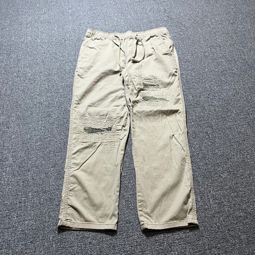 American Rag Distressed Jogger Pants Size M Tan Khaki Patchwork Streetwear Camo
